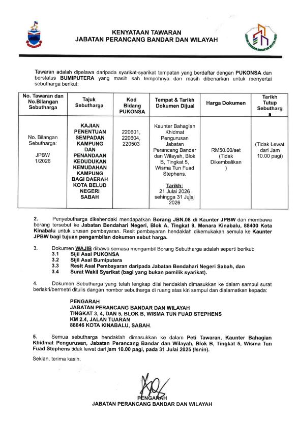 22 Julai 2026 | Kenyataan Tawaran